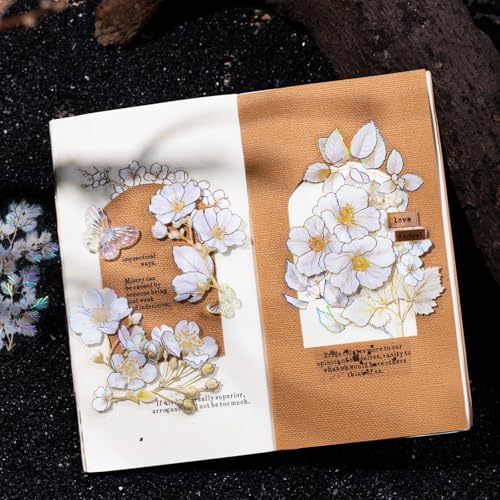 60 Pcs Gold Foil Floral Stickers for Scrapbooking and Journaling - color: Subtle Blooms