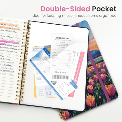 ZOTIA Lined Spiral Journal for Women, A5 Pretty Hardcover Notebook for Work, School & Office Writing, Aesthetic Writing Journal College Ruled, 140 Pages, 5.8" x 8.3", Radiant Pastures - color: H-Radiant Pastures
