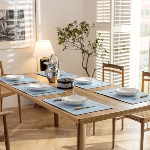 Demetex Blue Placemats Set of 4 Heat Resistant Place Mats Linen Cloth Placemat Dining Table Mats for Kitchen Plate Tables, Blue - color: Blue, size: Placemats set of 4