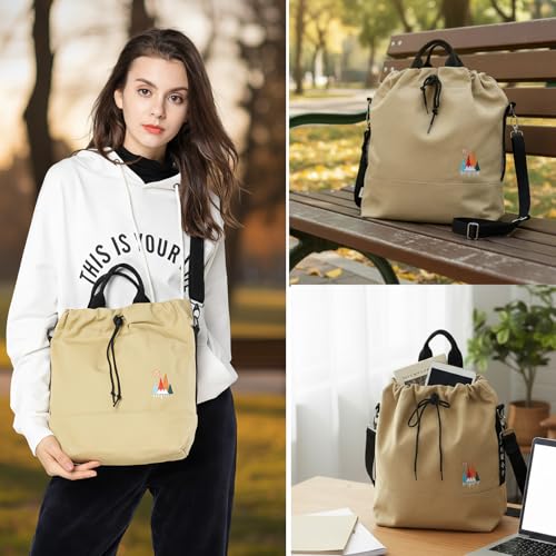Togood Canvas Crossbody Bag for Women Tote Handbag Slouchy Shoulder Bag - color: Khaki