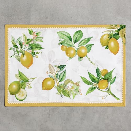 Maison d' Hermine Placemats Set of 4 Reusable 100% Cotton (13"x19") - color: 002 - Limoncello, size: 13" X 19" (Pack of 4)