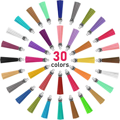 PAXCOO Tassels Charms for Jewelry Making, Keychain Tassels Bulk for Crafts, Leather Key Chain Tassel Charms - size: 1 1/2 inch