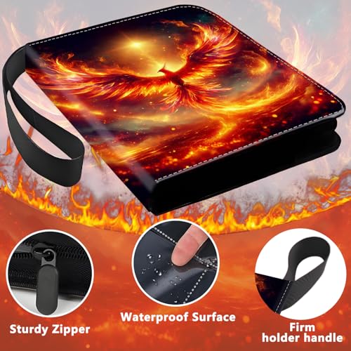 4 Pocket Trading Card Binder, Holds 400 Cards, Zipper Binder - color: Fire Phoenix