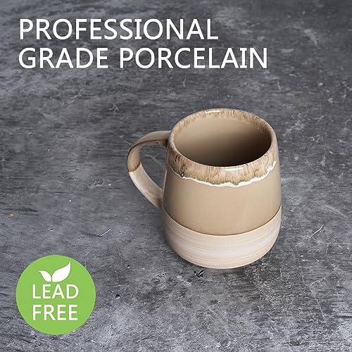 Bosmarlin Extra Large Ceramic Coffee Mug, 23 Oz, Dishwasher and Microwave Safe, Oversized Big Tea Cup, Reactive Glaze (Brown Grey) - color: Brown Grey
