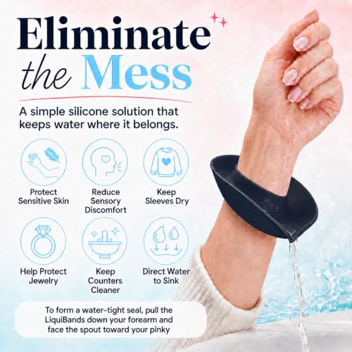LiquiBands Face Washing Wristbands - Original Drip Catch Cuffs (Blue, L/XL) - color: Midnight Blue, size: L/XL