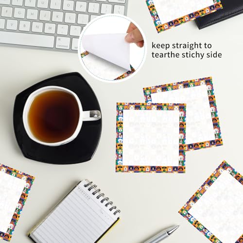 Sticky Notes 3x3 Inch, 2 Pads Cute Self-Stick Note Pads, Strong Adhesive Notepads for Office, Home, School, Organization and Reminders Dog Grid Pattern