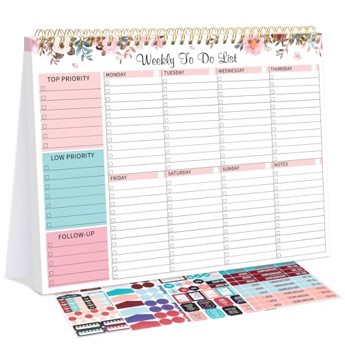 Thboxes Weekly To Do List Notepad, 8.5"x11" Desk Planner 52 Sheets, Pink - color: Pink Weekly To Do List