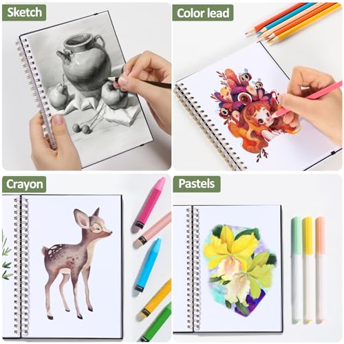 Forvencer 2 Pack Blank Spiral Notebook, 8"x 5.6"Hardcover Sketch Book - color: Burgundy