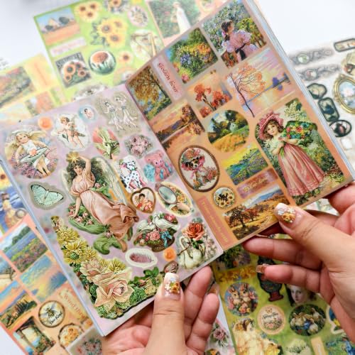1000+ Pcs Vintage Aesthetic Sticker Book - Pre-Cut Waterproof Repositionable Cute Scrapbook Stickers for Journaling, Planners, Phone Cases & DIY Crafts, Scrapbook Supplies & Junk Journal Supplies - color: Classical Manor