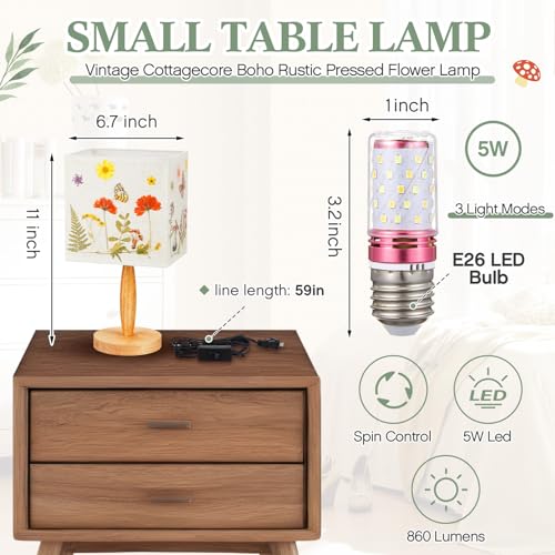 Hortsun Pressed Flower Vintage Table Lamp,Square - color: Square
