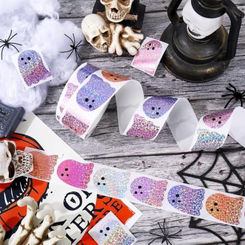 Glitter Ghost Roll Stickers Halloween Decorative Labels for Craft Party - style: Glitter Ghost