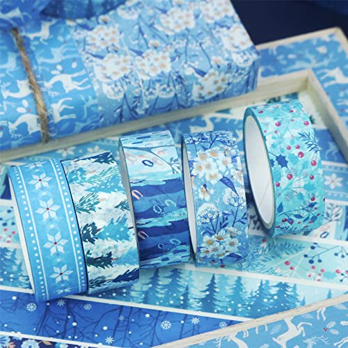 YUBBAEX 10 Rolls Four Seasons Washi Tape Set Blue Snowflake Masking Decorative Tapes (Winter) - color: Winter