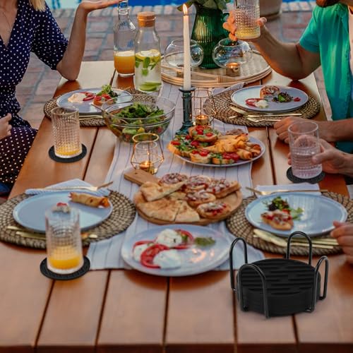 Silicone Coasters for Drinks Coaster Set of 6 pcs Cup Coasters with Holder for Coffee Table for Home Decor for Kinds of Cups Cute Tabletop Protection Suitable Gift for Friend Rubber Drink Coaster Set - color: Colors