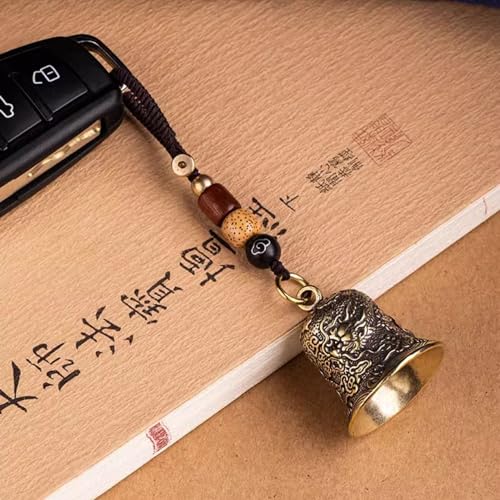 Brass Decorative Bells Keychain with Dragon Pattern, Hanging Lucky Bell for Car Keys or Backpack as Good Luck Charms - style: Dragon Bell