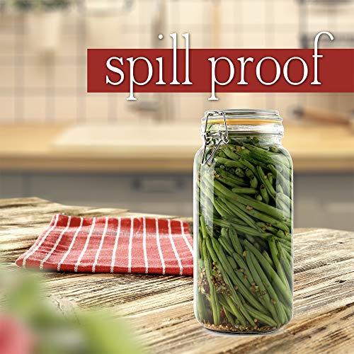 Glass Jars with Airtight Lids 67 oz [Set of 2] - size: 67 oz