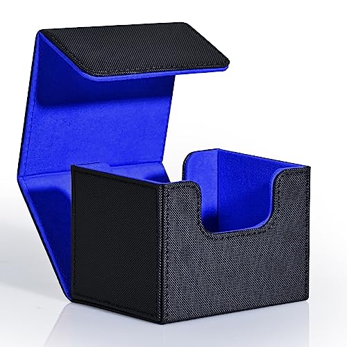 ZLCA MTG Deck Box Holds 120+ Single Sleeved Cards Commander Deck Box - color: A1-Black& Blue, size: A-Horizontal