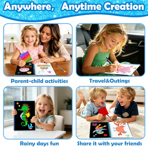 FUNNYB&G Foil Art Craft Kit for Kids, Sparkly Birthday Gift Toy for Kids - style: Ocean
