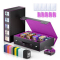 Trading Card Storage Box 3900+ with Handle, Black Purple - color: Black Purple, size: 3900+ with Handle & Metal Latch