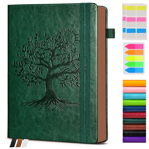 PAIBAS Lined Journal Notebook with 300 Page Numbered Pages, Vintage Leather - color: Green, size: A5 (5.8in x 8.3in)