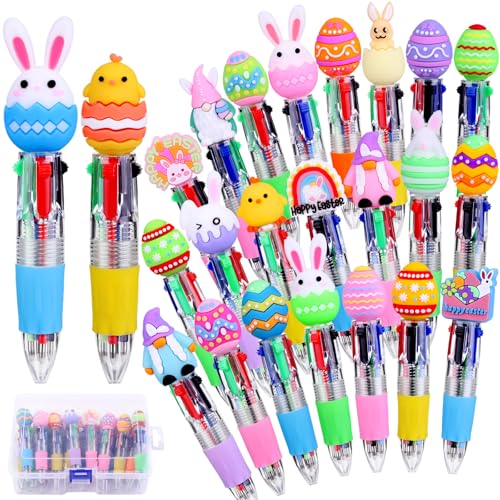 24PCS Easter Fun Pens Bunny Easter Egg Multicolor Pens for Basket Stuffers - style: Easter Eggs-24pcs