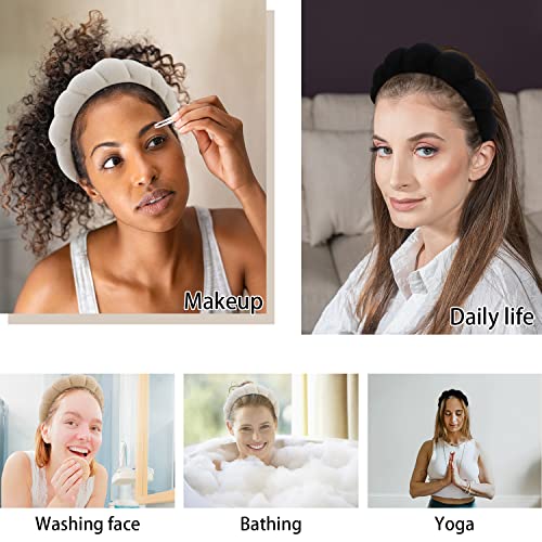 WHAVEL 3 Pack Spa Headband for Washing Face Makeup,Skin care,Facial - color: Khaki, Brown, Black