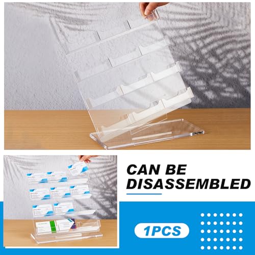 Dunzoom Business Card Holder for Desk, 12 Slots Acrylic Card Display Stand - style: 12 Slots