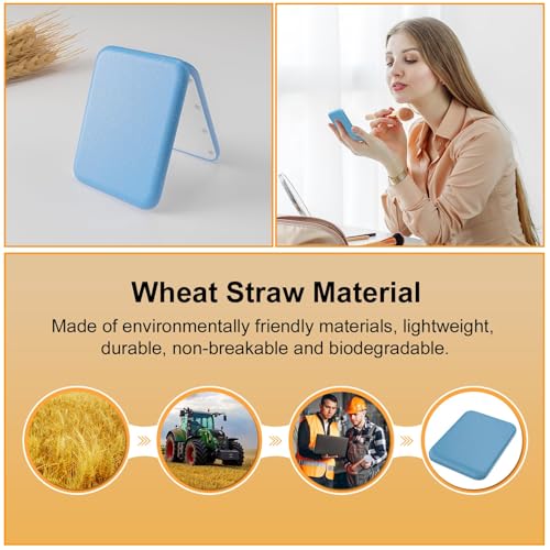 Kintion Pocket Mirror, 1X/3X Wheat Straw Material Compact Mirror (Blue) - color: Wheat Straw Blue