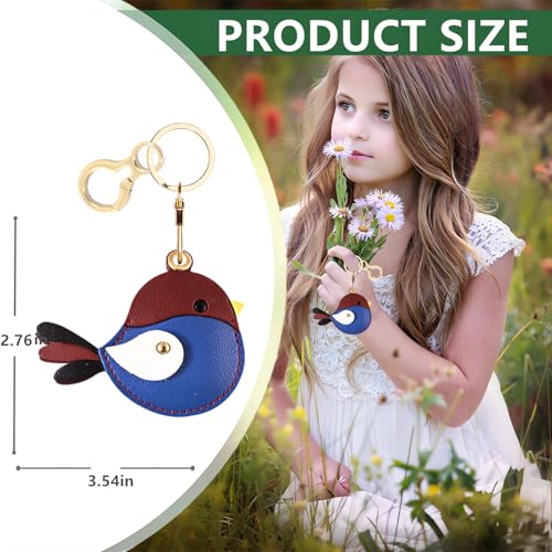 BORKUANA PU Leather Keychain holder Protective Case Compatible with AirTag - color: Bird B