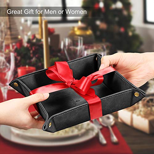 SITHON Valet Tray Desktop Storage Organizer Nightstand Caddy Holder - color: Black
