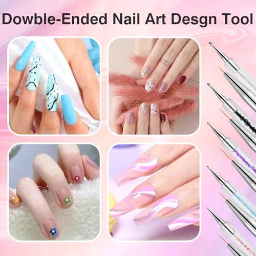 Nail Art Brushes, 5 Pcs Nail Brush Set with Liner Brush and Dotting Pens - color: 5PCS Nail Brush Set
