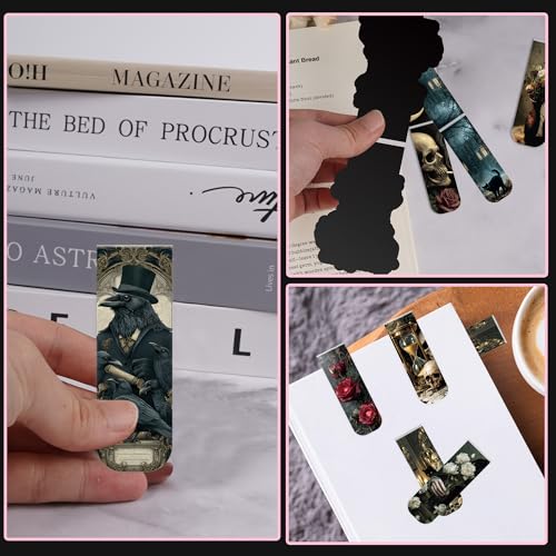 30 Pcs Dark Academia Magnetic Bookmarks, Aesthetic Gothic Witchy Book Marks for Women, Halloween Magnet Book Marker Clips for Book Lovers, Dark Romance Merch Bookish Gifts - style: Dark Academia 01