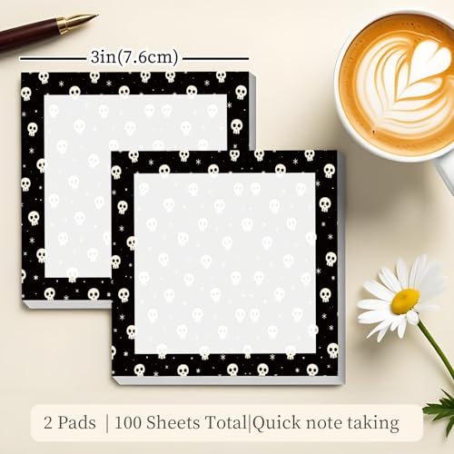 Sticky Notes 3x3 Inches, Cute Self-Stick Note Pads, Funny Memo Pads, Easy to Post Sticky Notes for Office, Home & Notebook Cool Skull Star - color: Cool Skull Star