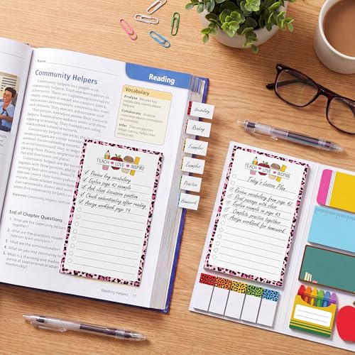 BEAWART Teacher Sticky Notes Set, Leopard Classroom Appreciation Gift - color: Leopard Teacher Sticky Notes