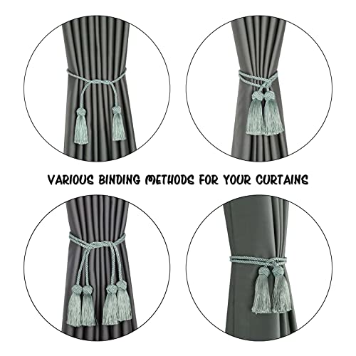 BEL AVENIR 4 Pack Handmade Rope Tassel Curtain Tiebacks - color: Light Blue, size: 4 Pack
