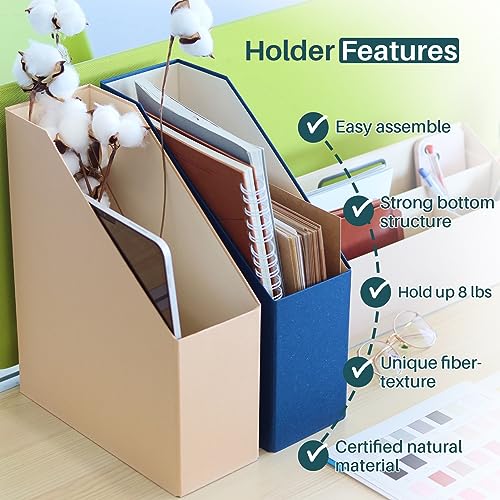 Magazine Holder - File Holder and Desk Organizer, Cardboard Book Organizer and Storage Box for Documents, Magazine Holder Rack for Office, Home and Classroom (Classic Blue, 6-Pack) - color: Classic Blue, 6-Pack