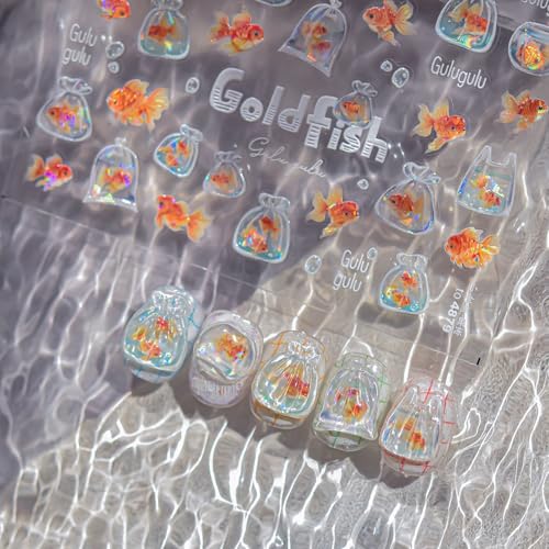 5D Embossed Under The Sea Stickers for Nail Art Jelly Fish Self-Adhesive Nail Art Decals for Women Nail Supplies Art Design Stickers (to4879) - style: to4879