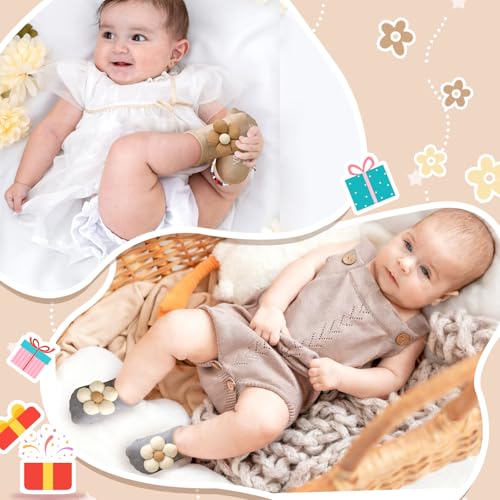 4Packs Baby Girls Socks,Flower Non-Slip Grips for Babies Toddler Princess - color: Black Kablack Kaqi Grey Off Whiteqi Grey Off White