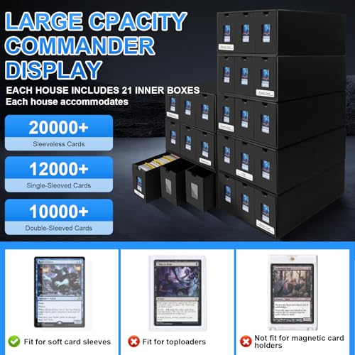 Trading Card Storage Box for 21000+, Card Deck Box for MTG Commander Display, Card Organizer Box with 72 Card Dividers, Labels & Tapes, Compatible with TCG, PTCG, MTG and Sport Cards