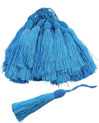 50 Pieces Tassel Bookmark with Loop,Tassels for Crafts,Decorative Tassel for Keychain Jewelry Making Curtain Blanket Graduation Decoration Wedding Favors (Sky Blue) - color: Sky Blue