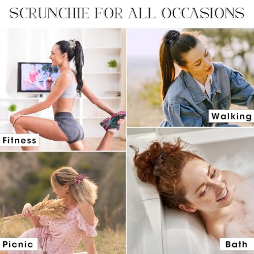 Hoteam 200 Pcs Satin Hair Scrunchies Bulk Ponytail Holders, Brown - color: Brown
