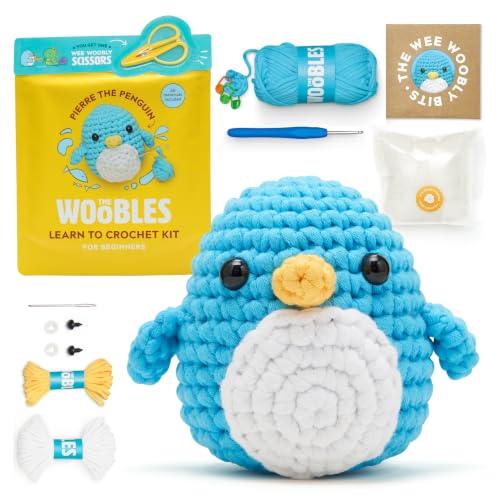 The Woobles Beginner Crochet Kit with Scissor - Pierre the Penguin - color: Pierre The Penguin, size: With Scissor Kit