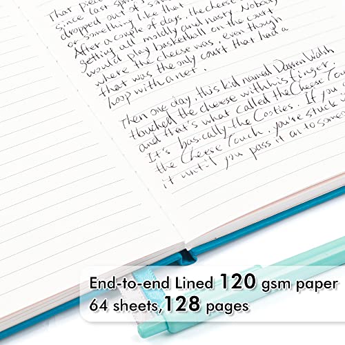 feela 12 Pack Notebooks Journals Bulk, Hardcover Notebook Classic Ruled Journal Set with Pen Holder for School Business Work Travel Writing, with 12 Black Pens, 120 GSM, 5.1”x8.3”, A5, Teal - color: 12 Teal