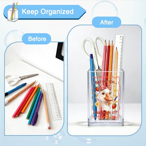 But Did You Document It Acrylic Organizer Pencil Pen Holder, Cute Strawberry Goose Desk Organizer, Teacher Appreciation Back to School Gifts for Principal Assistant Mentor Tutor Coworker - color: Clear 6