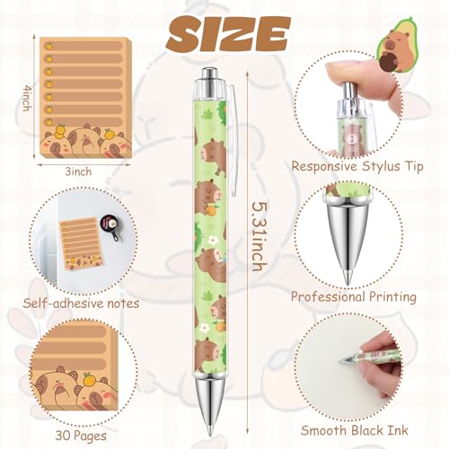 Eaasty 20 Pcs Capybara Pen Sticky Note Set with Bags, 3x4 Inch - style: Capybara