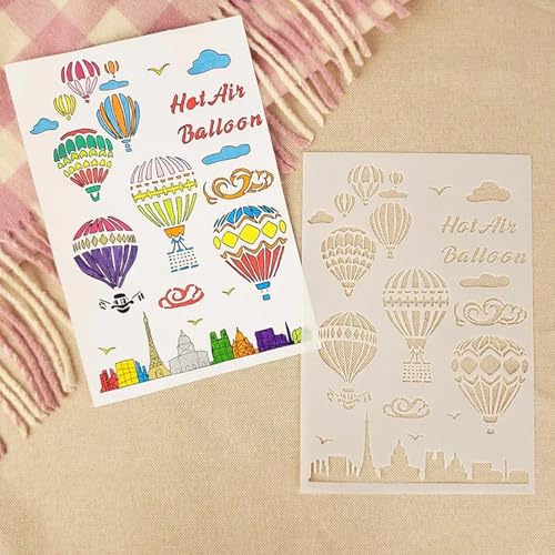TIAMECH A4 Reusable Hot Air Balloon Stencil for Painting - style: Hot Air Balloon