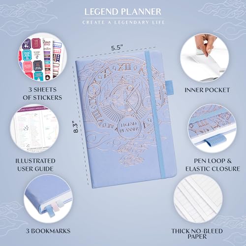 Legend Planner Undated, Weekly & Daily Goal Journal, A5 Periwinkle - color: Periwinkle Gold (Undated), size: A5 (5.5'' x 8.3'')