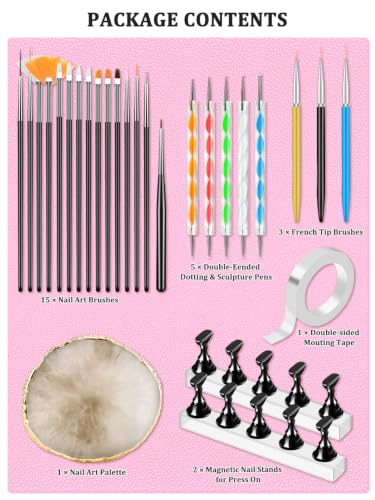 YOOVR 27-In-1 Nail Art Tools with Nail Stand Holder for Press on Painting - color: Black