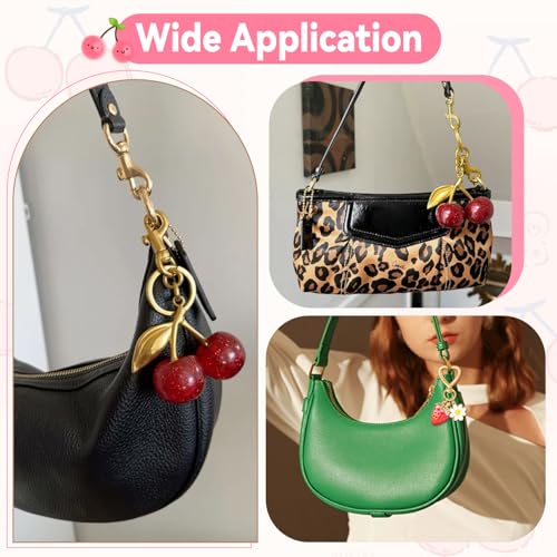 Cherry Bag Charm Cute Cherry Purse Charms Strawberry Keychain Best Gifts - color: A06 1pcs Cherry Charm and 1pcs Strawberry Keychain