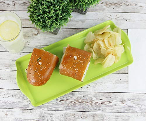 Reston Lloyd Melamine Plastic Tidbit Tray, BPA-Free, Food Safe, Multipurpose Platter Serving Tray, Bathroom/Table Organizer, Lime - color: Lime, size: 14.7" x 6.5" x 0.8"