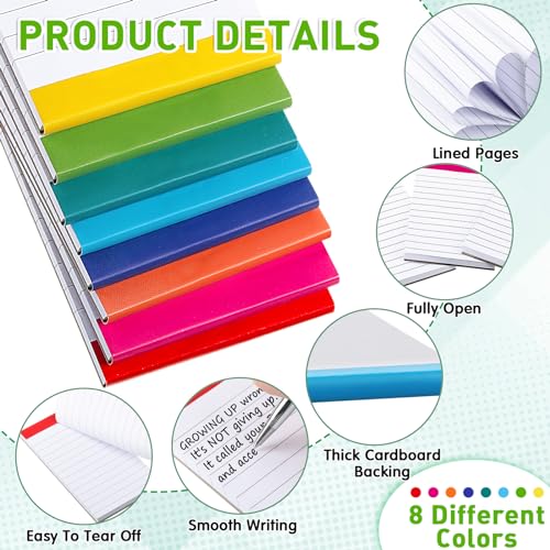 16 Pcs Small Notepads 3'' x 5'' Lined Writing Note Pad, Vibrant Color - color: White, style: Line